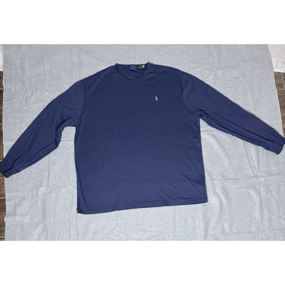 Polo Ralph Lauren Men’s Classic Fit Blue Cotton Knit Logo Sweater XL